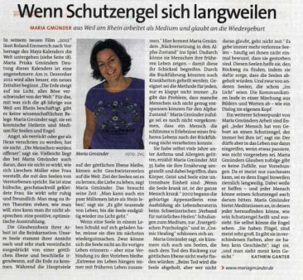 Pressebericht über Maria Gmünder Der Sonntag 8.11.2009